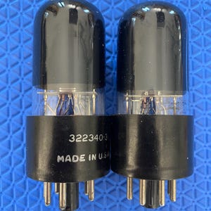 Matched Pair Tung-Sol 6V6 6V6GT Vacuum Tubes Valves Black Glass Solid Top NOS-Testing