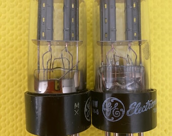 Matched Pair Canadian General Electric 12SN7 12SN7GT Vacuum Tubes Valves Black Plate NOS NIB