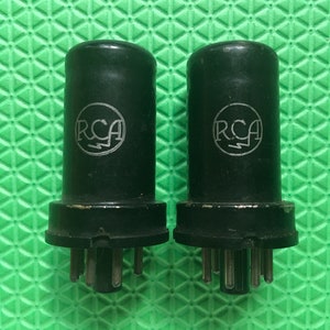 Par combinado RCA 6C5 Válvulas de válvulas de vácuo Logotipos grandes de almôndega