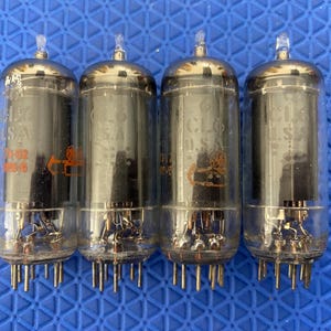 Matched Quad General Electric GE 6CL6 Vacuum Tubes Black Plate