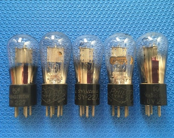 5 Number Type 27 #27 227 UY227 Vacuum Tubes Valves Mesh Plate Globe Balloon Style #27 #227 Lot Of Six