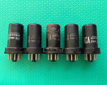 5 RCA 6SK7 Vacuum Tubes Valves Small Meatball Logos Lot Of Five