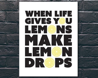 Lemon Drops Quote Art Print, Modern Wall Decor (Digital Download)