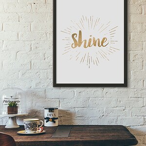 Shine Wall Art, A2, A3, A4, 8x10, Instant Download, Shine Printable, DIY, Digital Download, Decor, Glitter Art, Modern image 2
