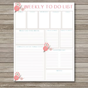 Weekly To Do List INSTANT DOWNLOAD image 1