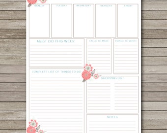 Weekly To Do List - INSTANT DOWNLOAD