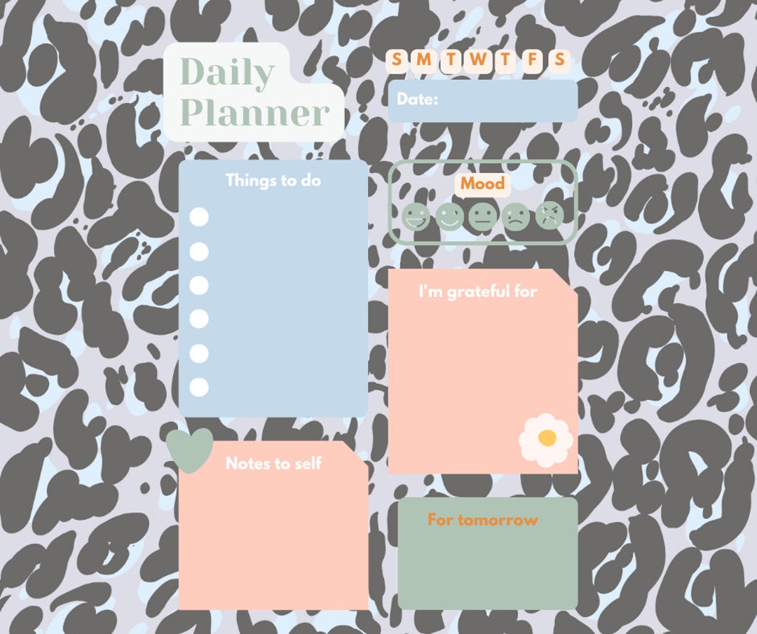 Digital Leopard Print Daily Agenda - Etsy