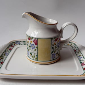 Villeroy & Boch Virginia Rectangular Serving Platter and Creamer Yellow Floral -TC