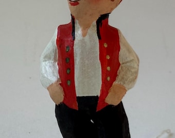 Henning Norway Vintage Hand-Carved Dancing Boy Figure Norwegian Folk Art 4” -CT