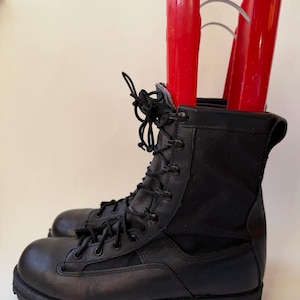 Botas militares de trabajo WELLCO Ro-Search para hombre, de cuero negro, talla 9 R-TM