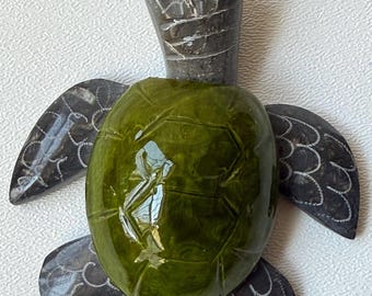 手彫りのカメ 南米の民芸品フィギュア 4体セット さまざまな岩石