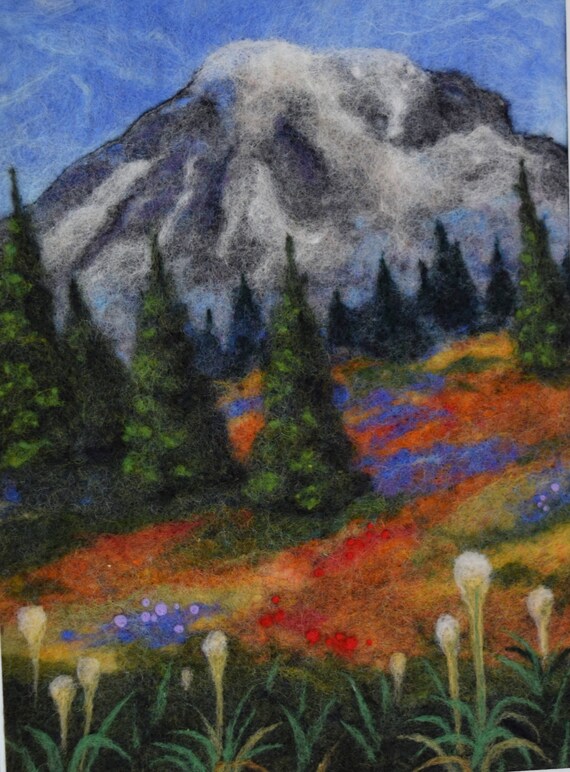 Needle Felted Landscape Wool Art Mountain Image 0