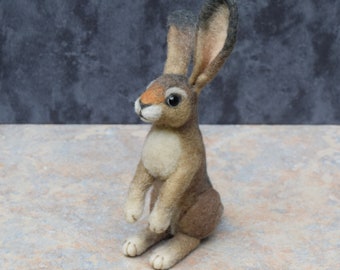Needle Felted Hare, Wool Rabbit, felt rabbit, wool sculpture, felted Jack Rabbit, needle felted animal, rabbit decor