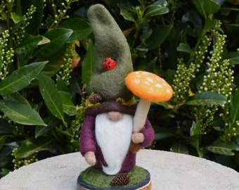 Wool Gnome, Wool Tomte, Felted Gnome, Felt forest man, Wool sculpture, forest folk, hand crafted gnome, needle felted gnome, wool mushroom