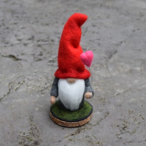 Valentine Gnome, Wool Gnome, Wool Tomte, Felted Gnome, Felt forest man, Forager, Woodland Gnome, Wool sculpture, hand crafted gnome