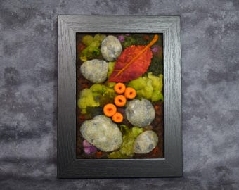 Needle Felted Wool Painting, forest floor wool sculpture, felted wall art