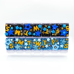 Galaxy Pill Organizer: Hand-Bedazzled Twice-a-Day 2x Daily Biweekly Pill Case