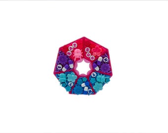 Bisexual Pride Flag Pillendoosje: roze bedazzled 7-daags pillendoosje