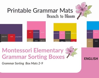 Printable, Montessori Grammar Box Mats, Montessori Language, Montessori Homeschool, Montessori Grammar Download, Montessori Elementary,