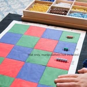 Montessori, Multiplication Checkerboard Mat, Organic Cotton, Quilted Mat Only (Click Item Details to Learn More)