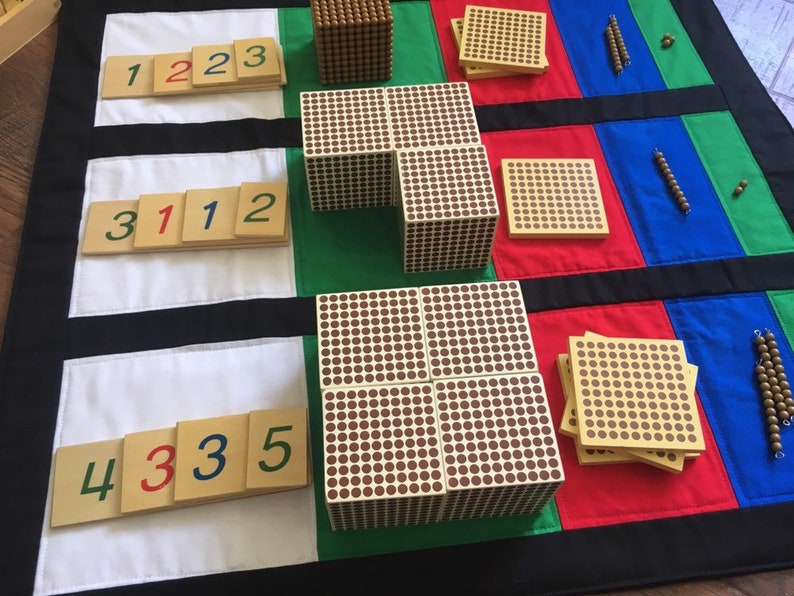 Montessori, Mat for Golden Bead Equations with Number Column, Montessori Math, Montessori Addition, Montessori Material, Homeschool image 6