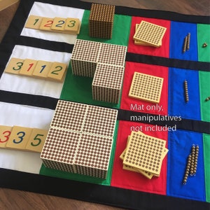 Montessori, Mat for Golden Bead Equations with Number Column, Montessori Math, Montessori Addition, Montessori Material, Homeschool