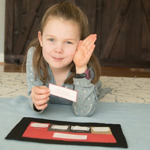 Fabric Elementary Montessori Grammar Box Set, Sorting Mats with Filling and Command Box Envelopes, for Homeschools and Classrooms