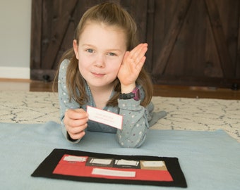Fabric Elementary Montessori Grammar Box Set, Sorting Mats with Filling and Command Box Envelopes, for Homeschools and Classrooms