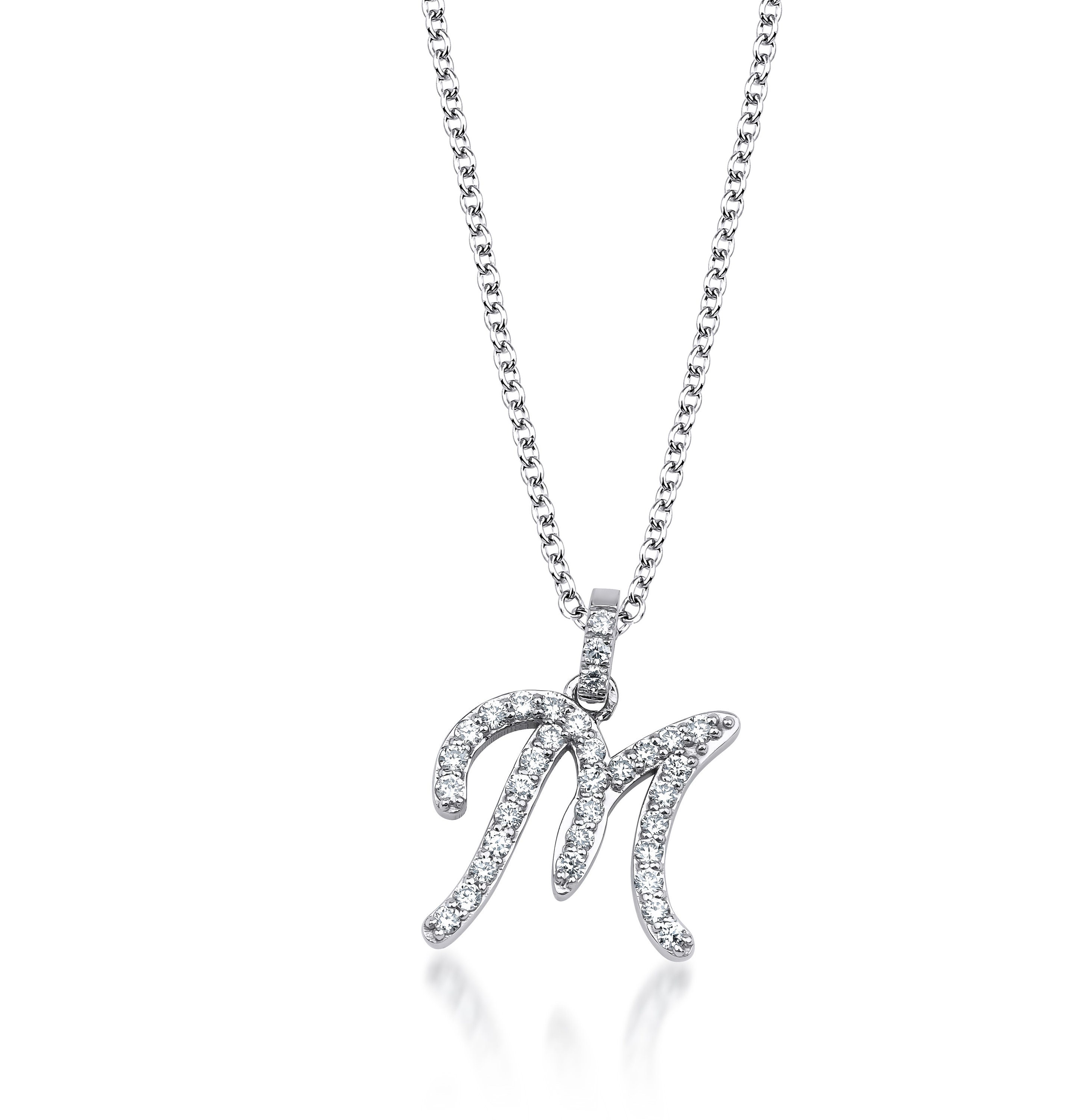 Diamond m initial necklace best sale