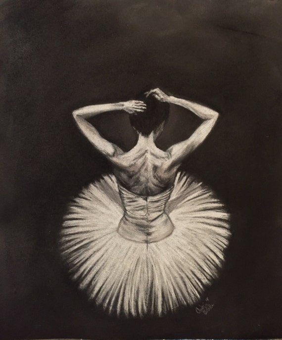 Ballerina No 1 Dessin Fusain Portrait Ballerine Danseuse Belle Figure Drawing Ballet Beauté Noir Classic