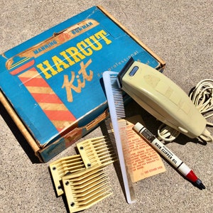 Vintage 1960s Manning and Bowman Electric Clipper Hair Cutting Kit