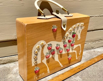 アンティーク レア HOPE社 Egg Box エッグボックス エッグケース Vintage Enid Collins of Texas Strawberry “roan” Horse Wood Box