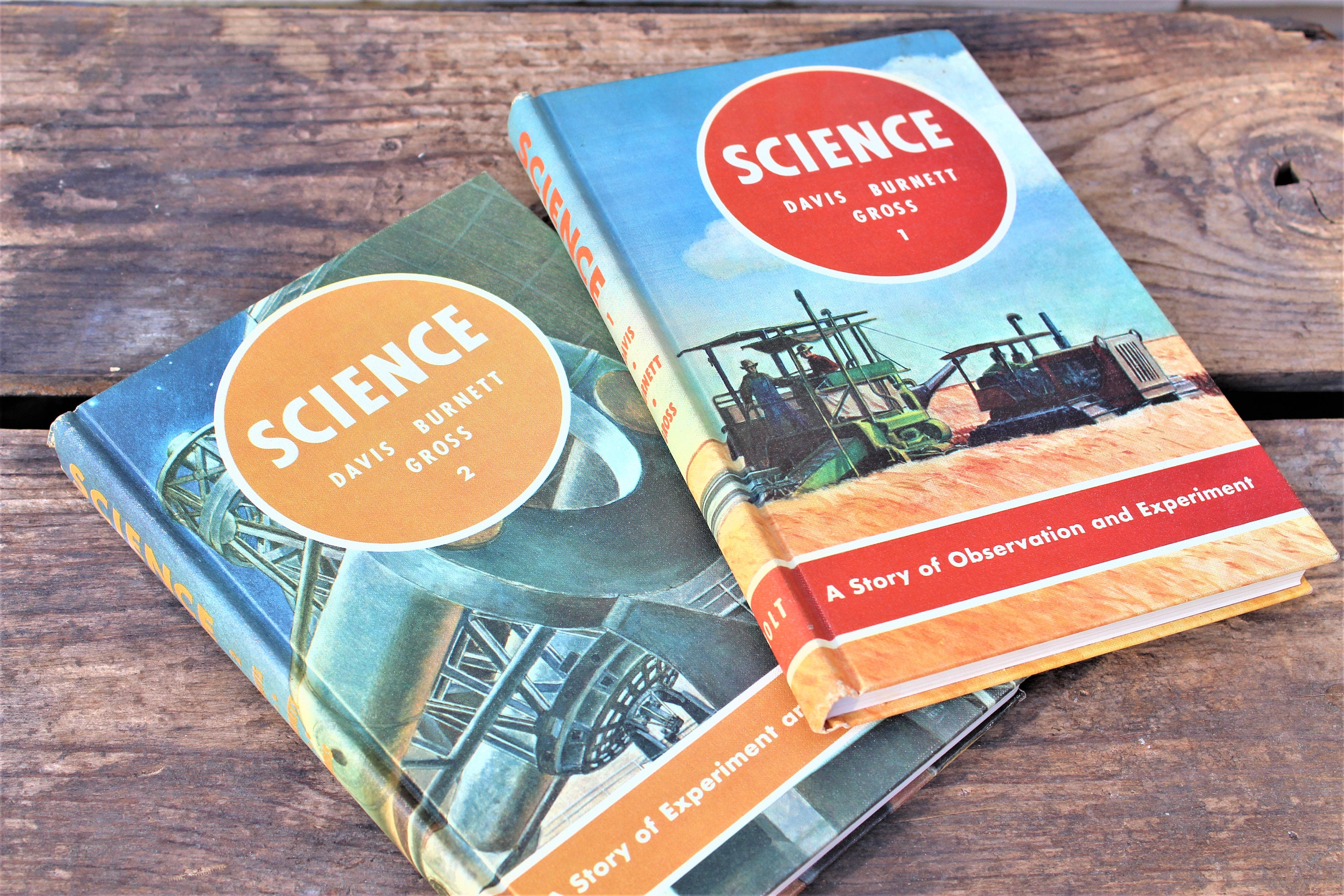 Vintage 1954 Holt School Science Books Davis Burnett Gross Volume 1 and 2