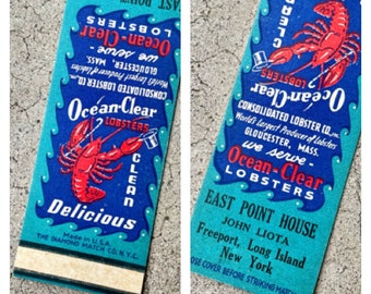 Vintage Salesman Sample Consolidated Lobster Co. Inc. Gloucester, MASS. East Point House Long Island Matchbook Cover