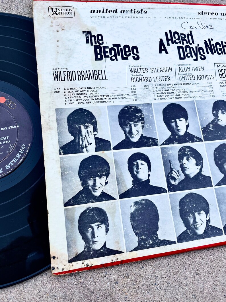 Vintage The Beatles Original Motion Soundtrack A Hard Days Night United Artists Vinyl Album image 8