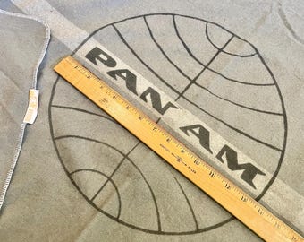 Huge Vintage Pan Am Airline Passenger Wool Blanket by North Star