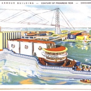 Vintage 1933/34 Chicago Worlds Fair Expo Armour Building Postcard