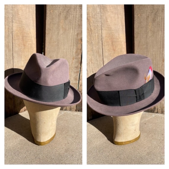 Vintage 1950s/1960s Churchill Ltd. Mad Men Gray/black Fedora Size