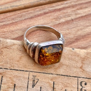 Vintage Baltic Amber Silver Ring V8 Poland 925 Silver