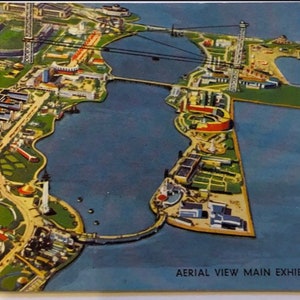 Vintage 1933 Chicago International Expo Worlds Fair Main Exhibit Buidlings Aerial View Postcard