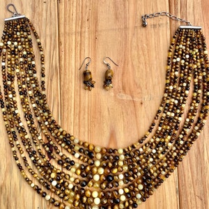 Vintage DTR Jay King Tigers Eye Opal Choker Necklace Earrings Desert Rose Trading Set 925 Silver