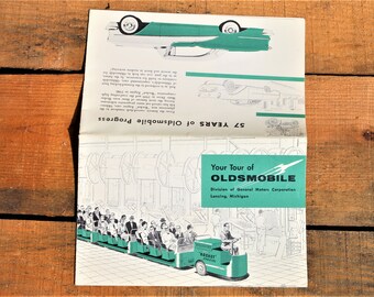 Vintage 1950's General Motors Corporation Oldsmobile Automotive Plant Factory Tour Booklet 57 Years of Progress