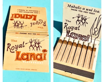 Vintage Royal Lanai Hotel Restaurant Hawaii Matchbook