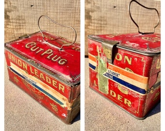 Vintage Union Jack Cut Plug Tobacco Tin With Lid - Rare