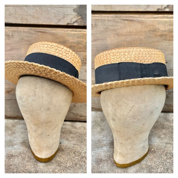 Straw Boater Hat Etsy