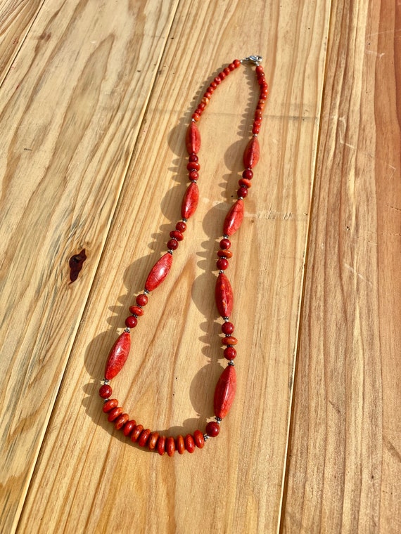 Vintage Red Coral Beaded Necklace