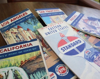 Vintage 1950's Gas Company Travel Maps collection of 5