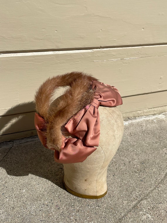 Vintage Mink Fur and Ribbon Headband Women display picture 1