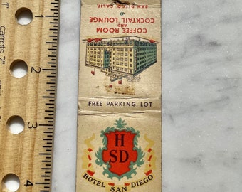 Vintage Hotel San Diego Coffee Room Cocktail Lounge Matchbook Cover