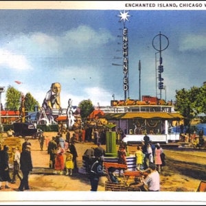 vintage 1933 Chicago International Expo Worlds Fair Enchanted Island Carte postale
